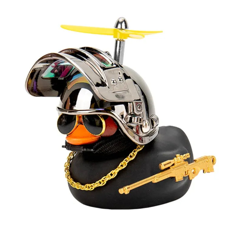 Funny Yellow Duck Car Decoration 🐤💨 – Helmeted Style on the Go!