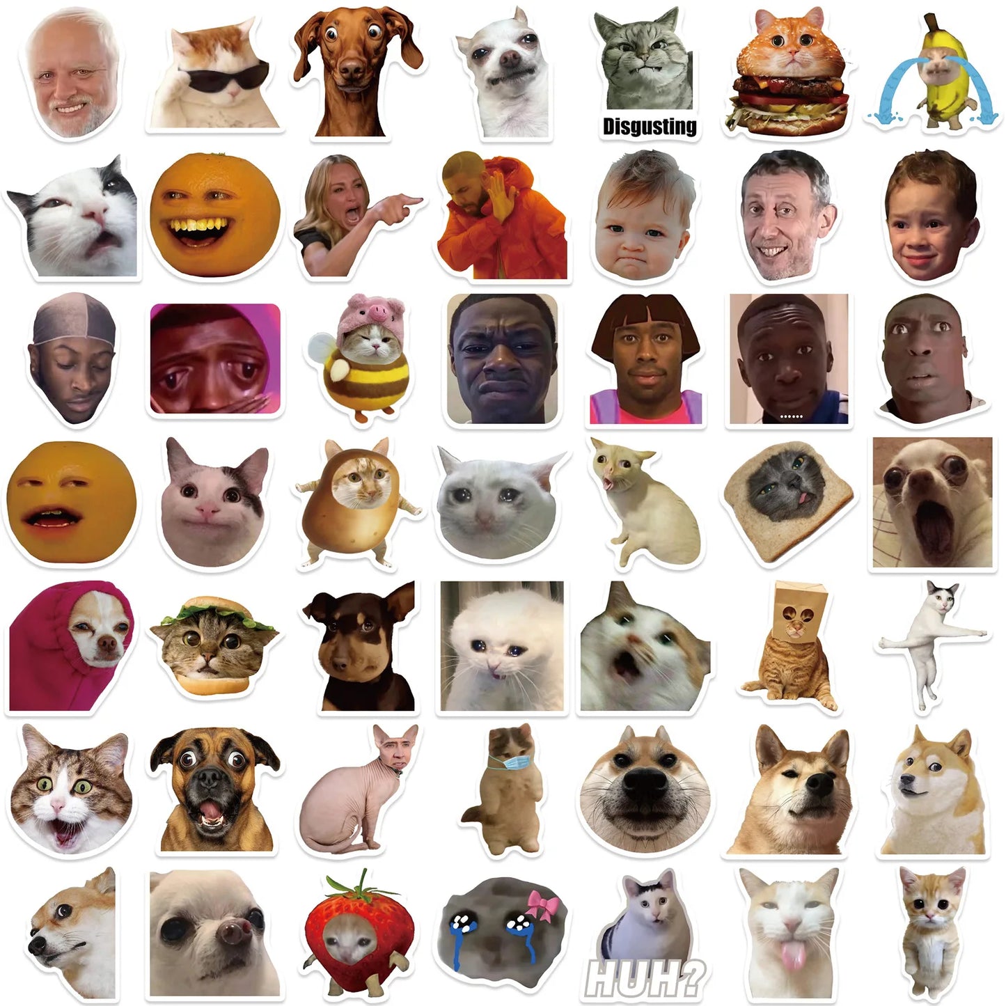 🤣✨ Funny Meme Animal Sticker Pack – Laughter That Sticks! 50pcs ✨🤣