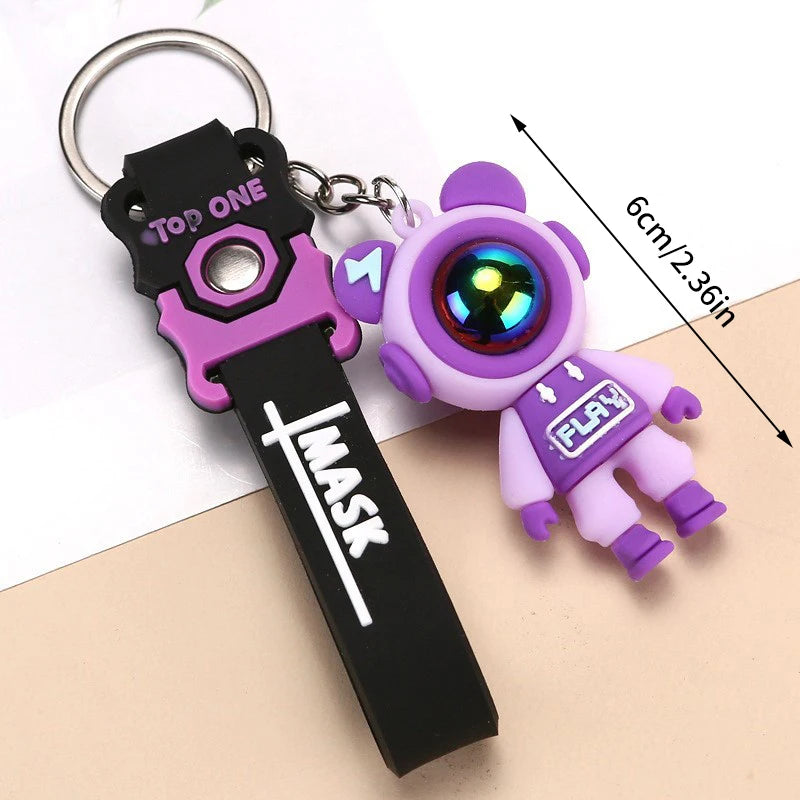 🔌⚡ Cartoon Lightning Bear Keychain – Adorable Astronaut Vibes! 🐻🚀