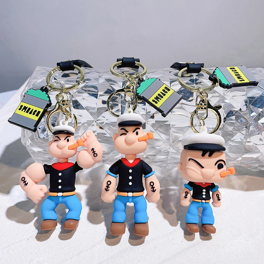 Popeye Silicone Keychain – Cute Cartoon Doll Pendant for Bags & Keys