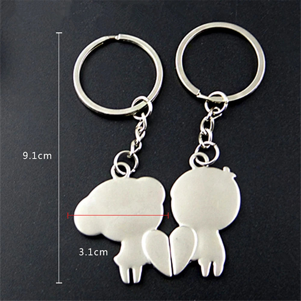 💕👫 2pcs Romantic Couple Keychains – Love Letter & Doll Design
