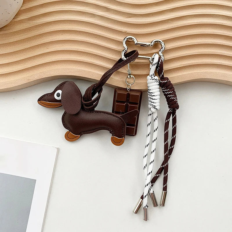🐶 Cute Dachshund Dog Keychain Lanyard – Funny Pet Bag Charm 🎁
