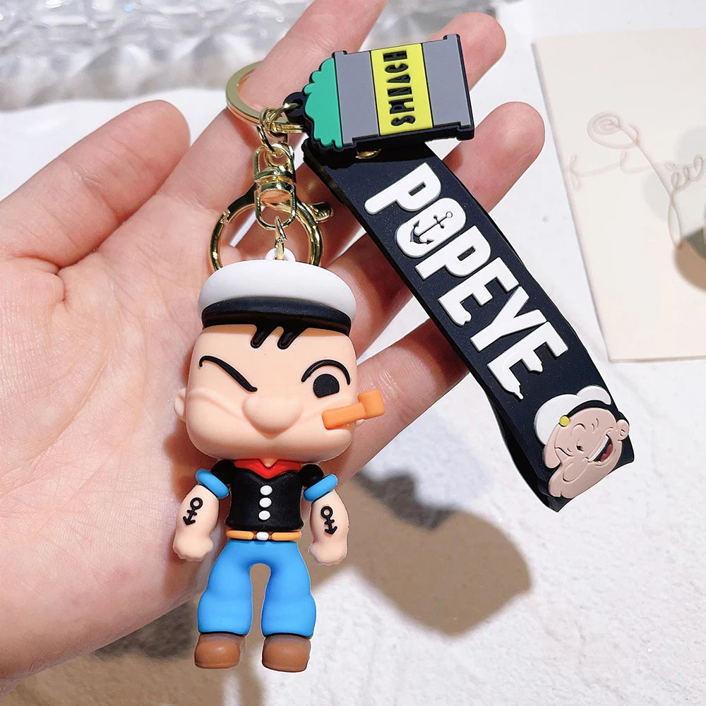 Popeye Silicone Keychain – Cute Cartoon Doll Pendant for Bags & Keys
