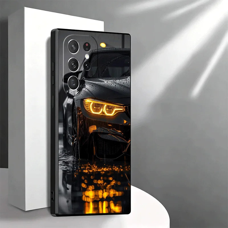 Aggressive Sport Car Headlights Phone Case for Samsung & iPhone | Dark Automotive Aesthetics