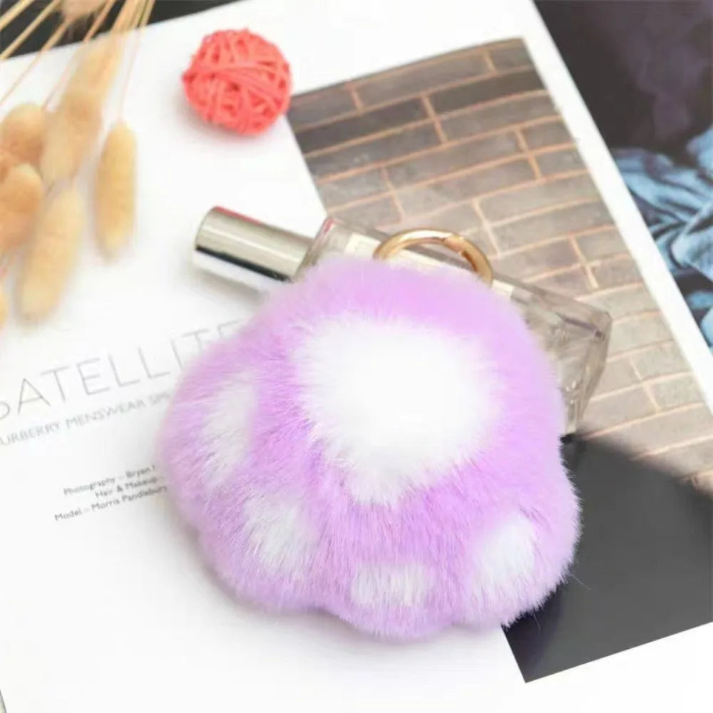Fluffy Plush Cat Paw Keychain & Bag Charm