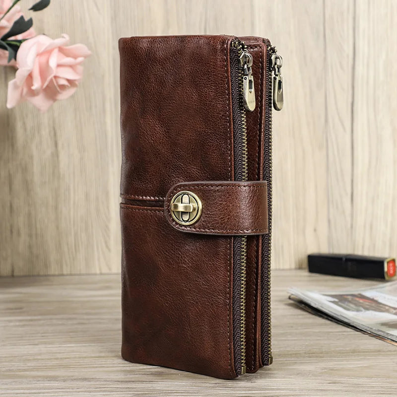 💜 Luxury Genuine Leather Wallet for Women – Elegance in Every Detail
