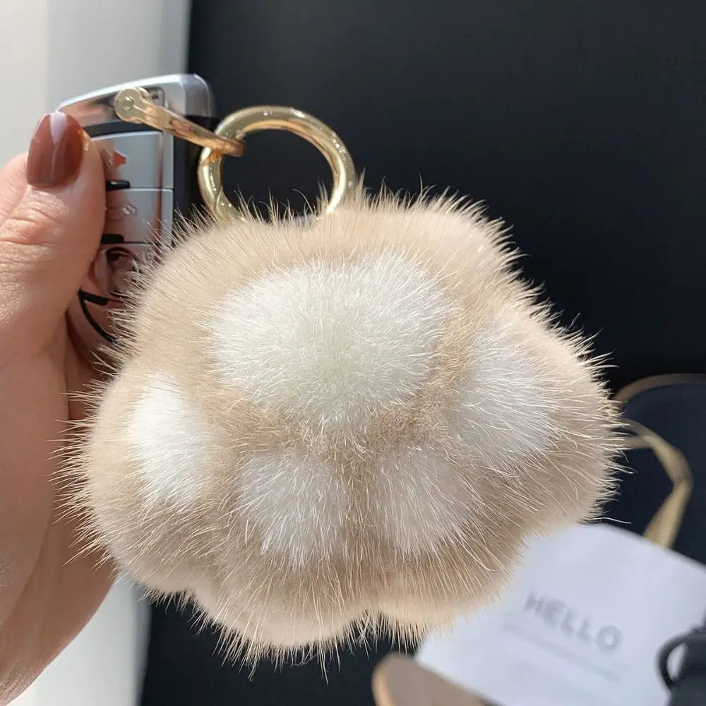 Fluffy Plush Cat Paw Keychain & Bag Charm