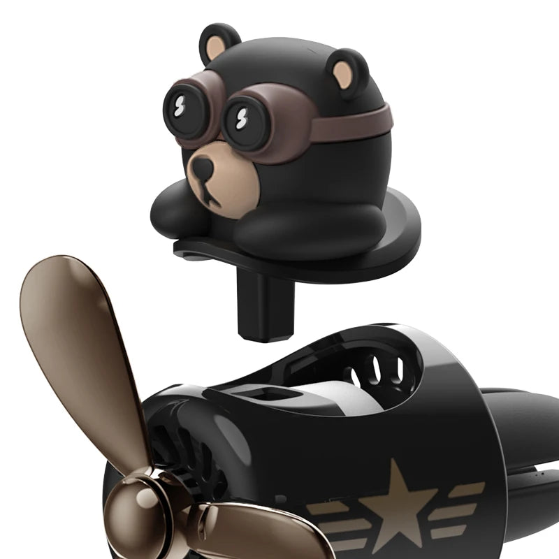 🧸✈️ Cute Bear Car Air Freshener – Propeller Style Vent Clip! 🚗💨