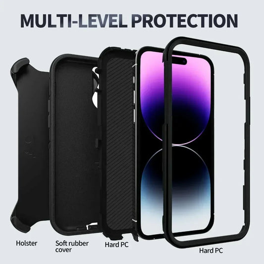 🛡️ Ultimate Armor Shockproof Phone Case with Belt Clip 🔒
