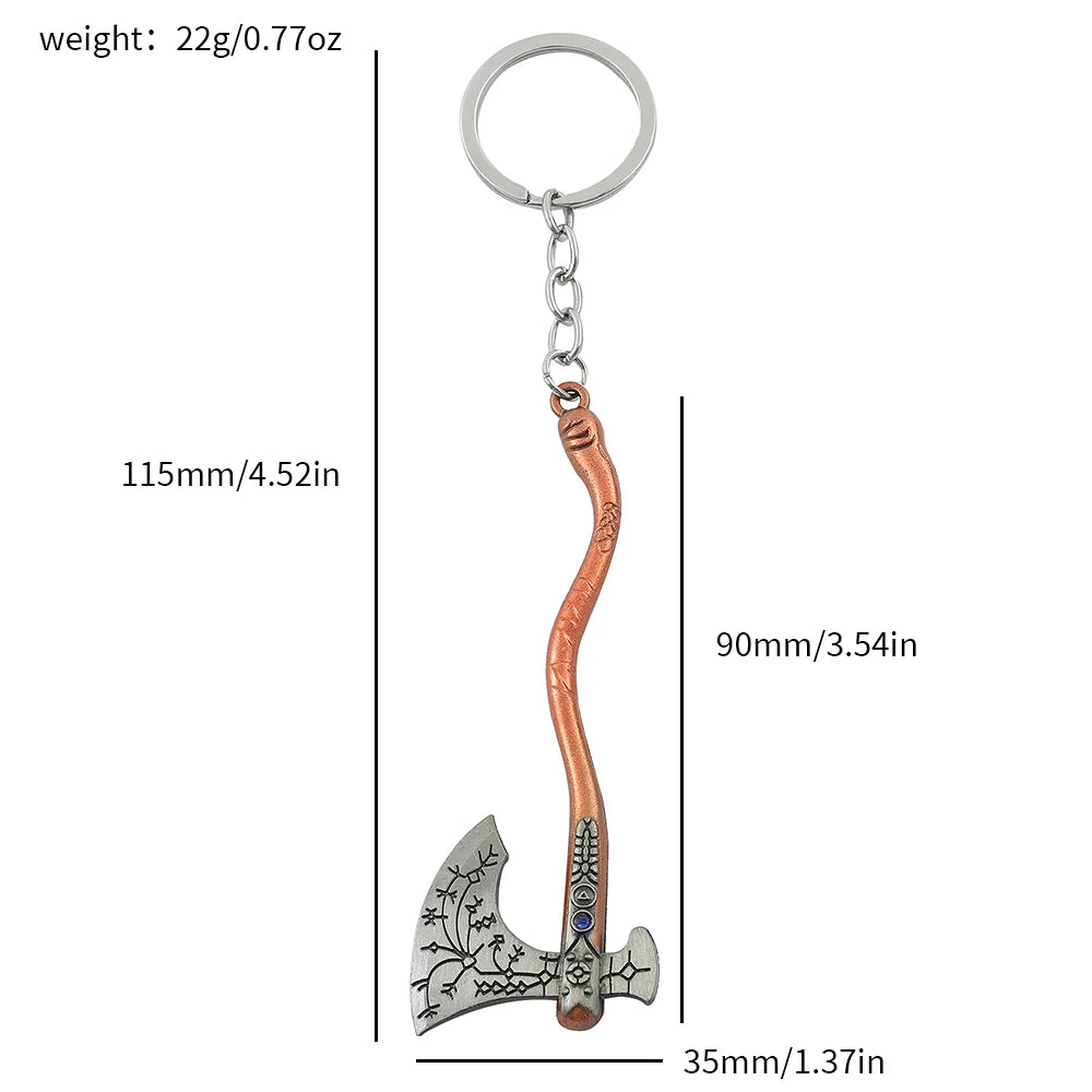 Viking Leviathan Axe Keychain – Nordic Rune Metal Keyring Accessories