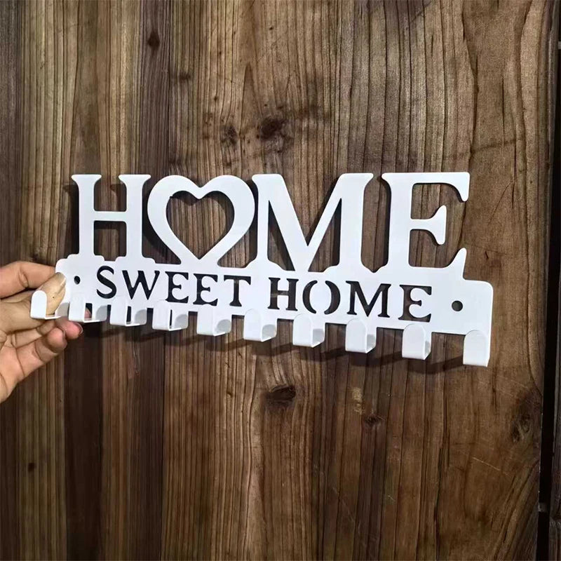 🏠 "Sweet Home" Metal Wall Key Holder – Functional & Decorative!