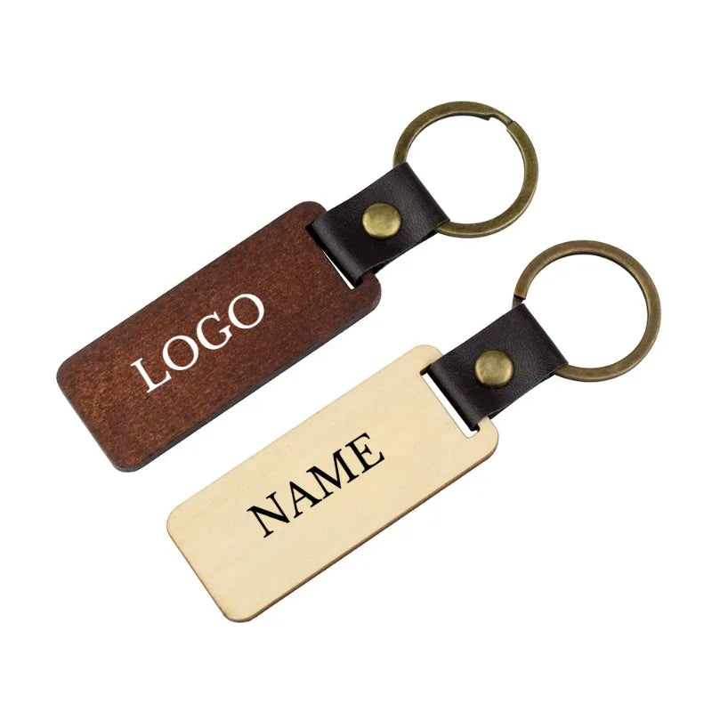 🪵 Custom Wooden Keychain – Personalized Logo or Name Gift 🎁