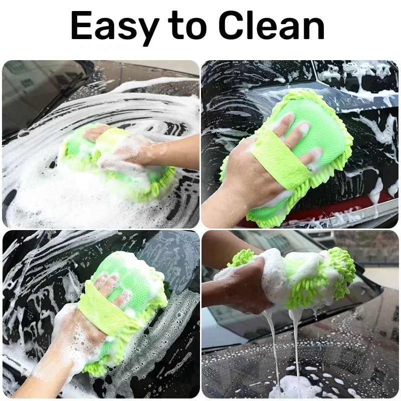 Microfiber Car Wash Sponge Glove with Elastic Strap