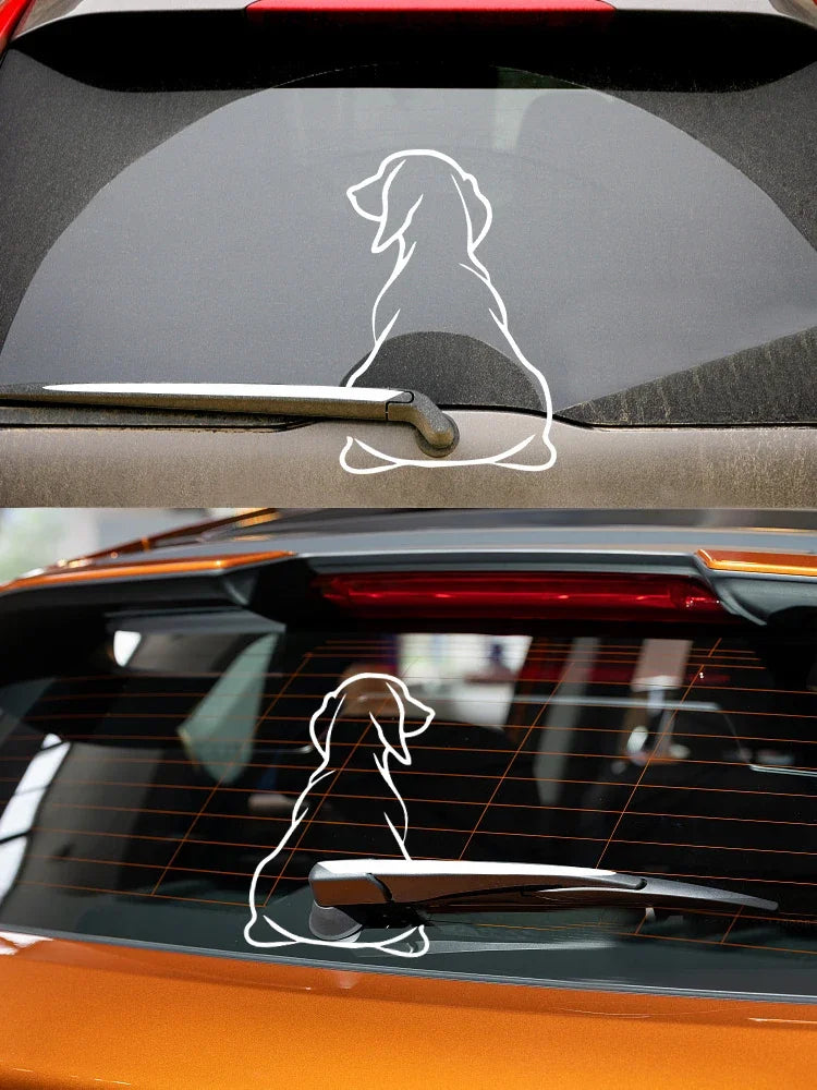 🐶 Dog Outline Car Wiper Sticker – Cute Pet Rear Window Decal 🚗