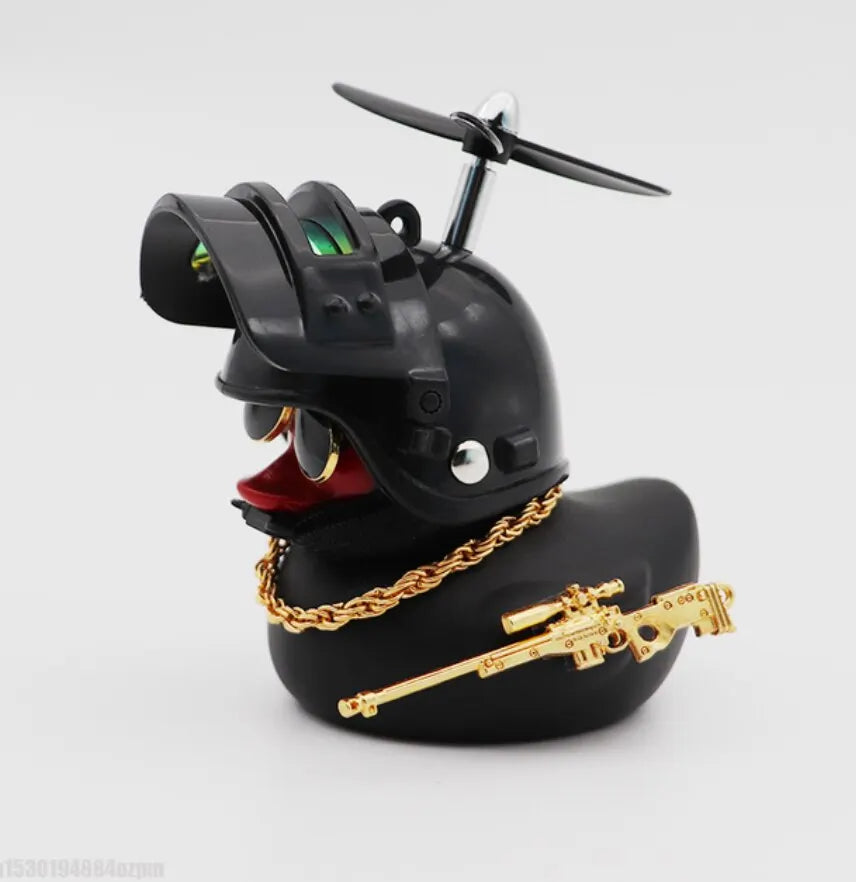 Funny Yellow Duck Car Decoration 🐤💨 – Helmeted Style on the Go!