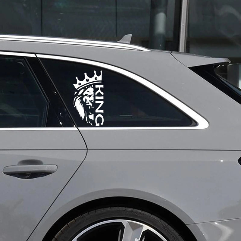 👑 KING Lion Crown Car Sticker – Holographic Style
