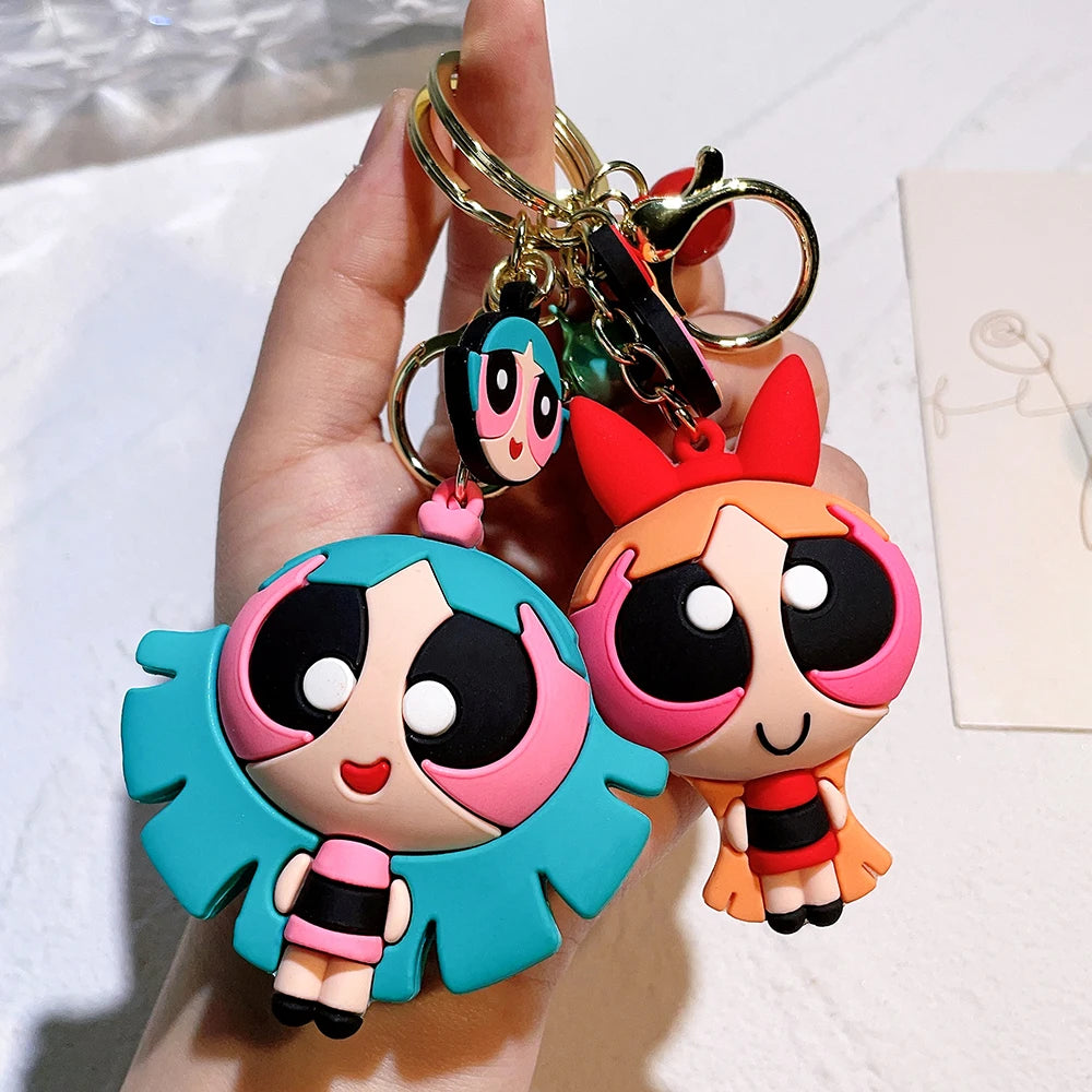The Powerpuff Girls 🩷💚💙 – Cute Silicone Keychain for Fans | Cartoon Doll Pendant