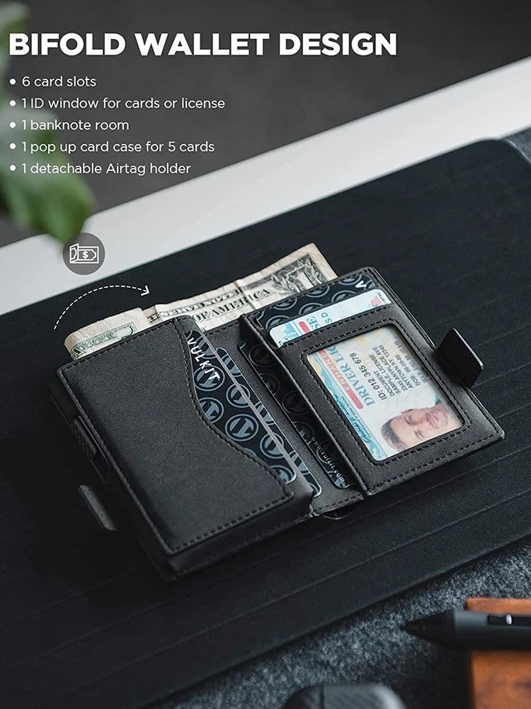 Smart Leather Card Holder for Men 💼 | RFID Blocking + AirTag Slot
