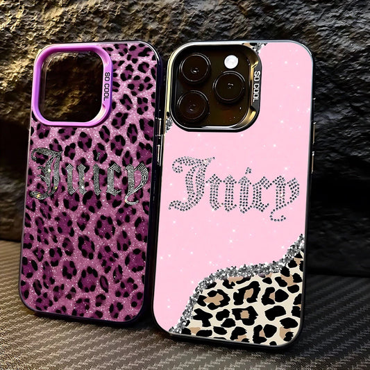 Y2K Glitter Juicy Leopard Print Phone Case for iPhone
