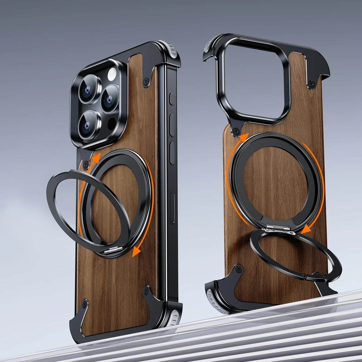 Natural Wood iPhone Case with MagSafe & Built-in Stand – Premium Shockproof Protection 🌿📱✨