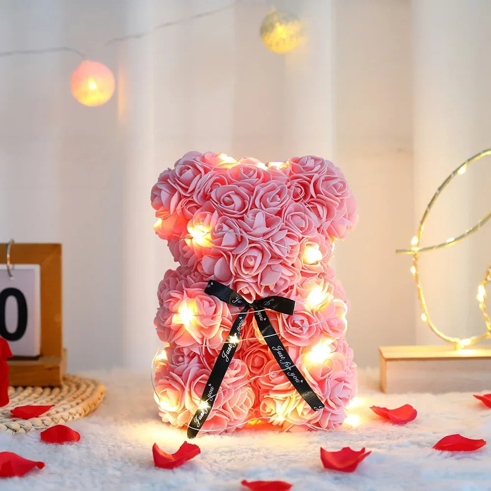 🌹🐻 25cm Rose Teddy Bear – A Blooming Symbol of Love