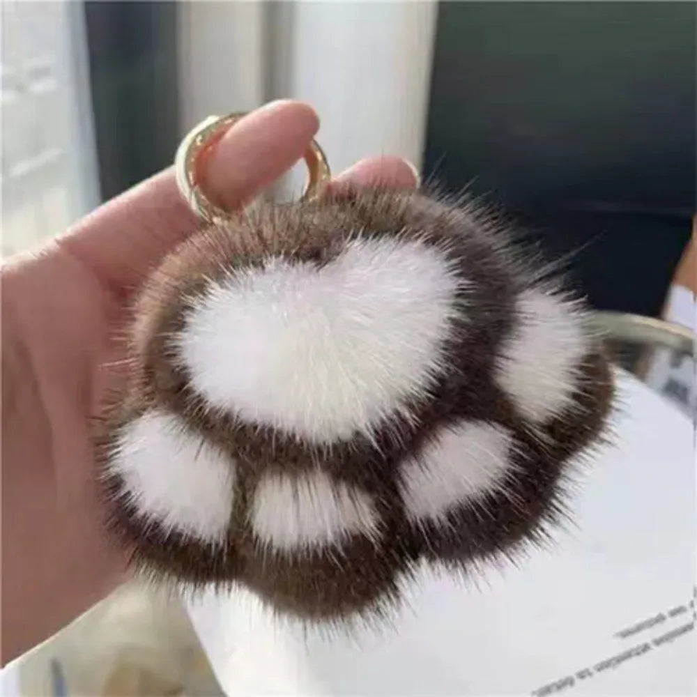 Fluffy Plush Cat Paw Keychain & Bag Charm