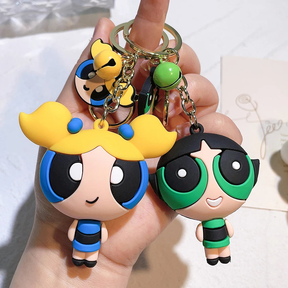 The Powerpuff Girls 🩷💚💙 – Cute Silicone Keychain for Fans | Cartoon Doll Pendant