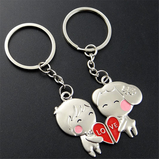 💕👫 2pcs Romantic Couple Keychains – Love Letter & Doll Design