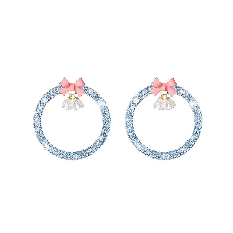 Crystal Rhinestone Engine Start Button Ring Decal with Bowknot