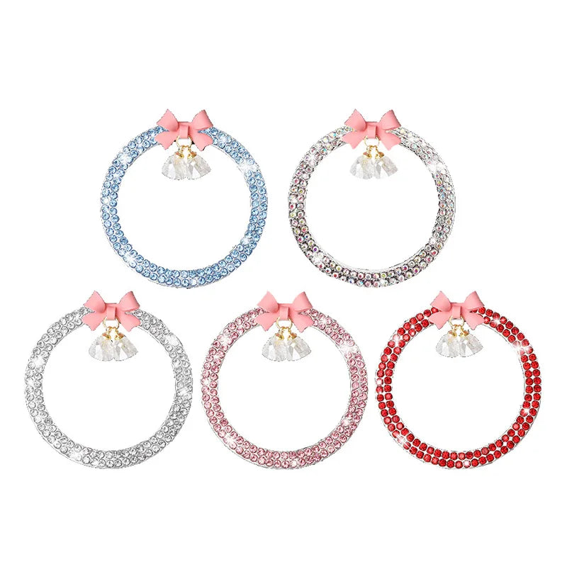 Crystal Rhinestone Engine Start Button Ring Decal with Bowknot