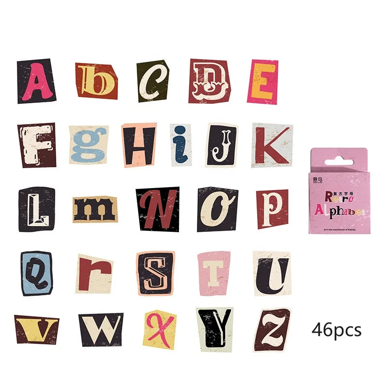 🔠✨ Retro Ransom Letter Alphabet Stickers/46pcs ✨📰