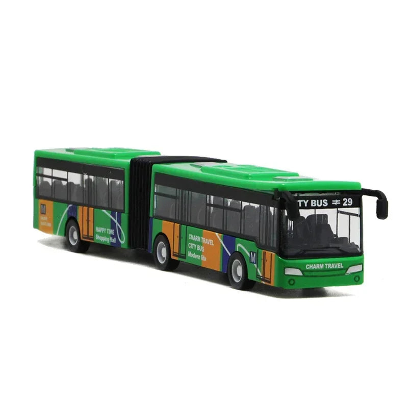 🚌 Colorful City Bus Toy – Articulated Diecast Model with Pull-Back Action