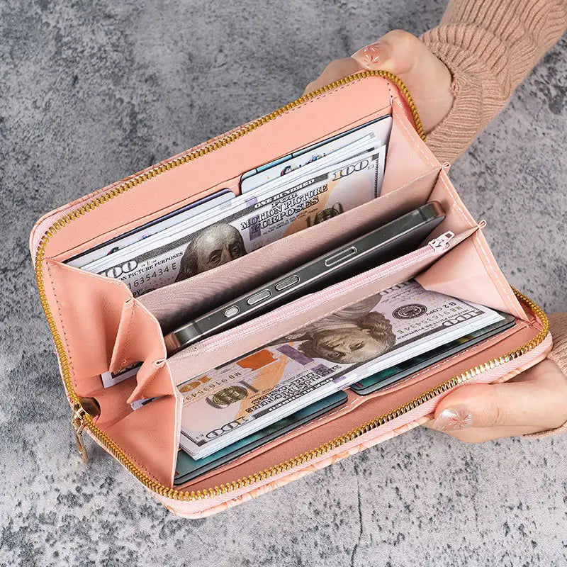 🌸✨ Elegant Floral Embossed Zipper Wallet ✨🌸