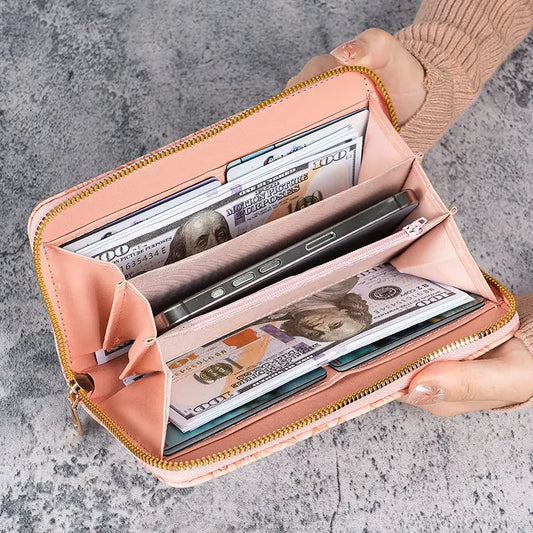 🌸✨ Elegant Floral Embossed Zipper Wallet ✨🌸