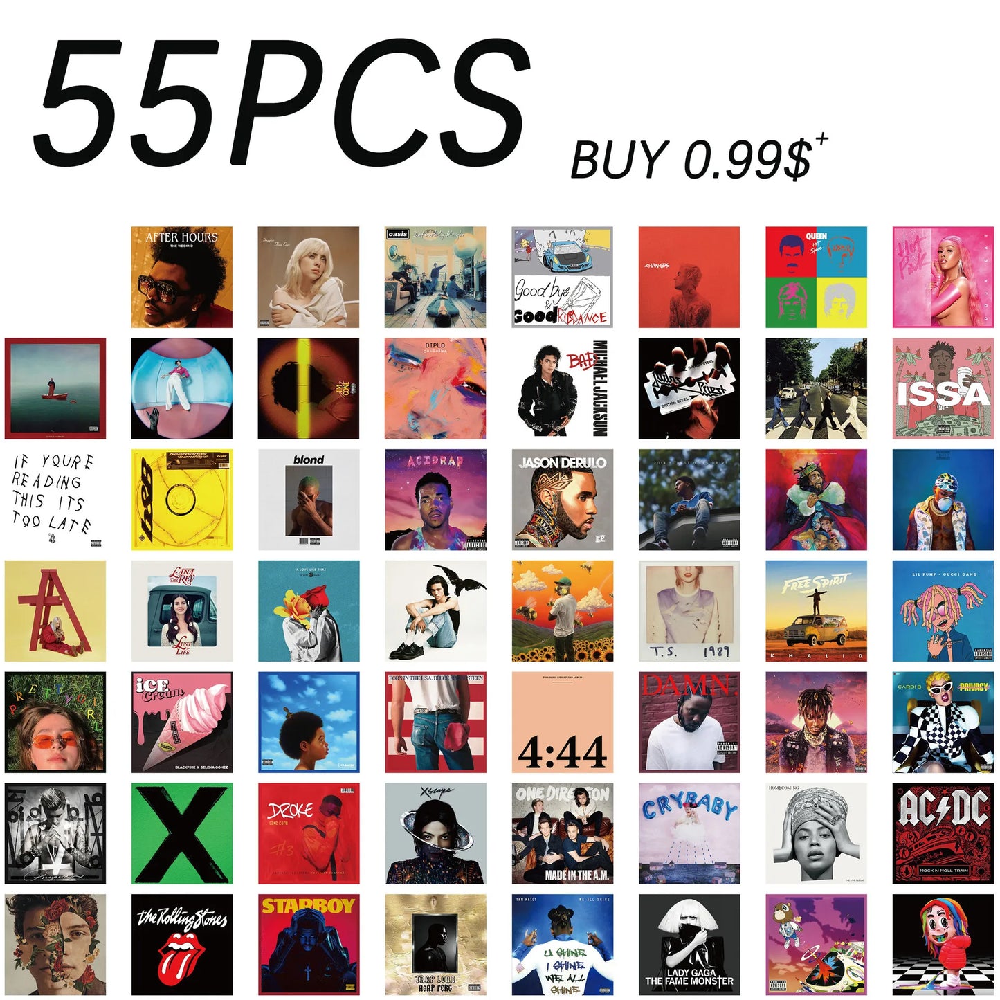 🎶 "Retro Vibes Music Collage – 55-Piece Album Set" 🎶