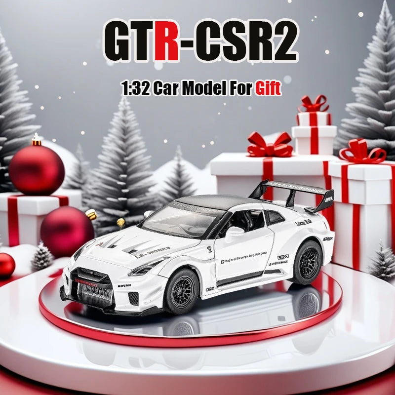 🏎️ 1:32 GTR CSR2 Diecast Model Car – Sound & Light Edition 💨