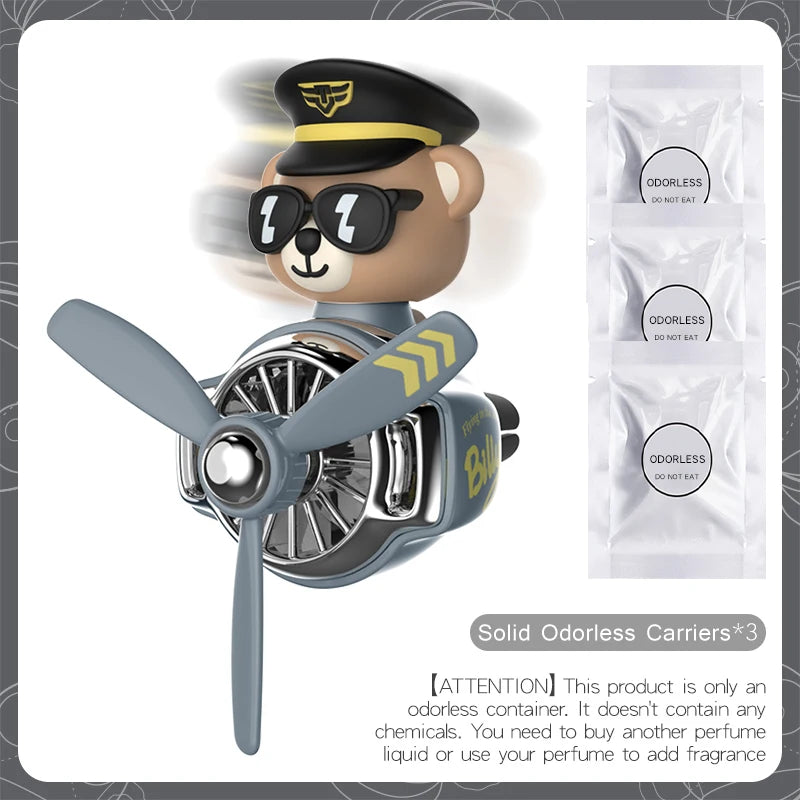 🧸✈️ Cute Bear Car Air Freshener – Propeller Style Vent Clip! 🚗💨