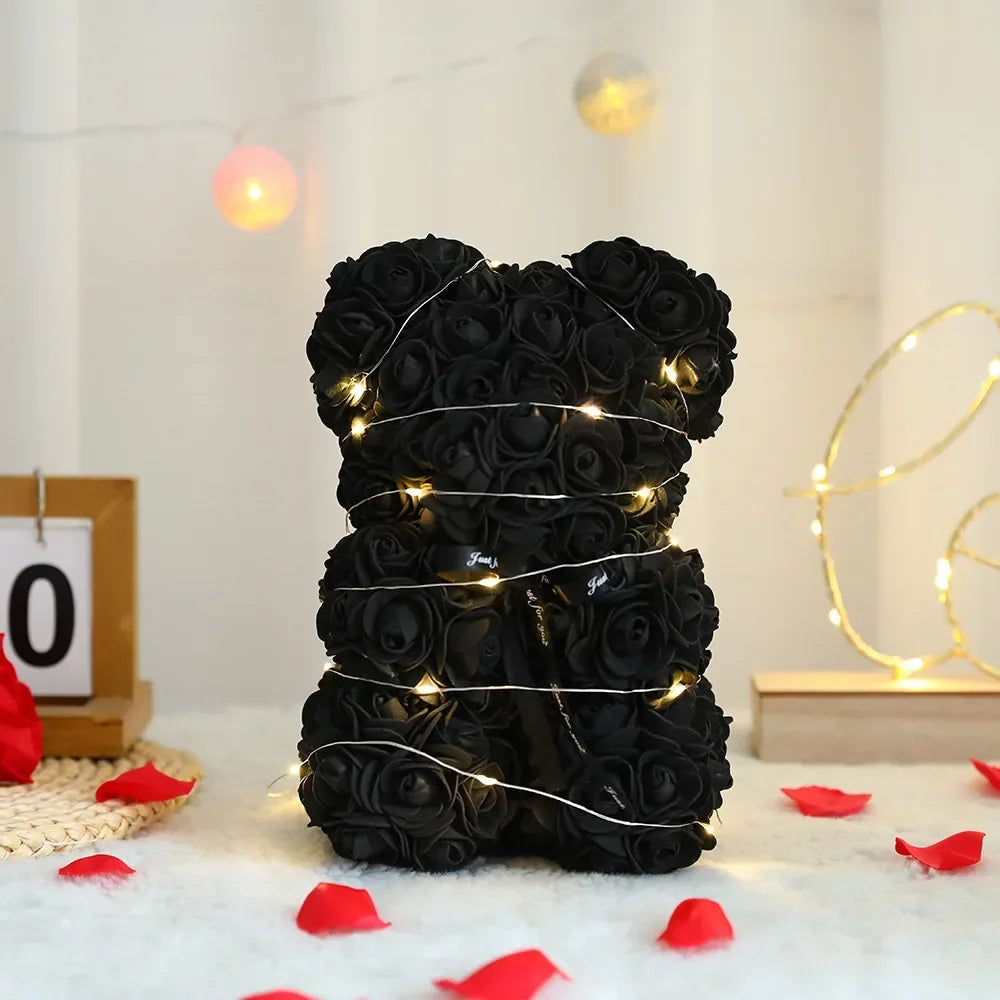 🌹🐻 25cm Rose Teddy Bear – A Blooming Symbol of Love