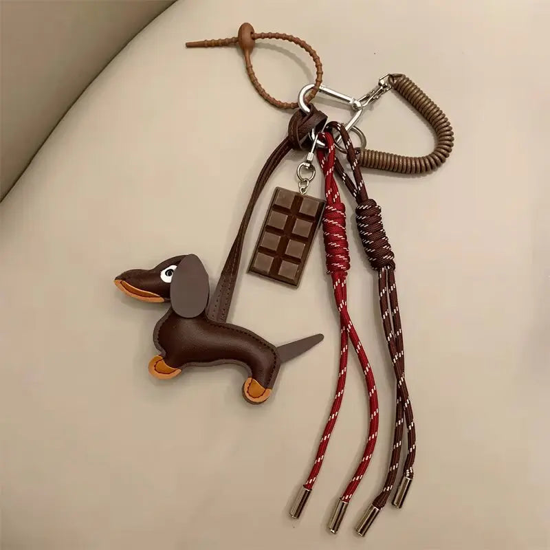 🐶 Cute Dachshund Dog Keychain Lanyard – Funny Pet Bag Charm 🎁