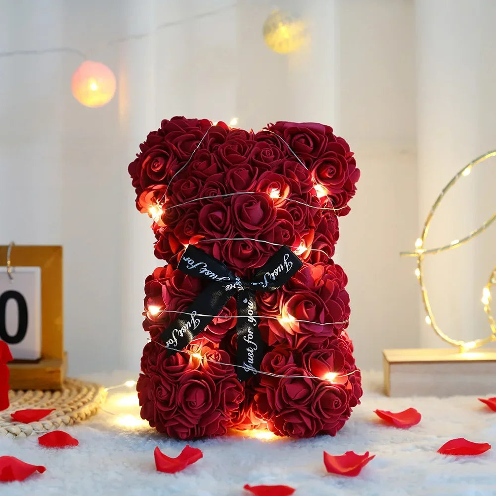 🌹🐻 25cm Rose Teddy Bear – A Blooming Symbol of Love