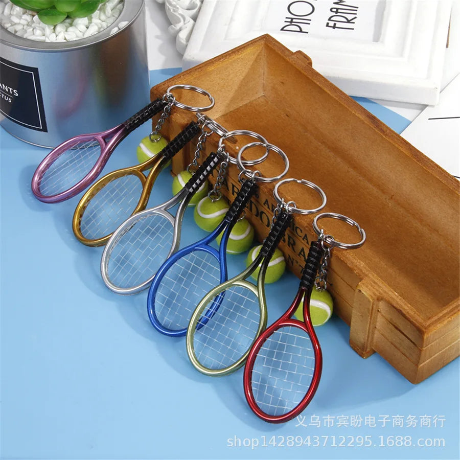 🎾 Mini Tennis Keychain Set – 6PCS Racket & Ball Keyrings 🎒