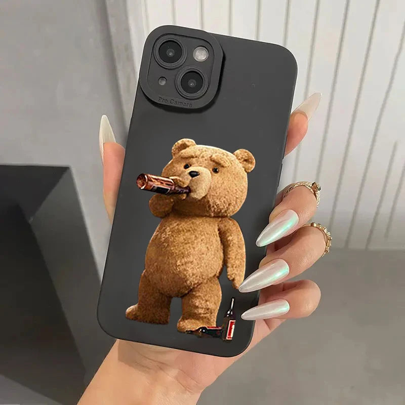 🐻 Cute Teddy Bear Couple Case – Soft & Sweet Protection for Your iPhone!