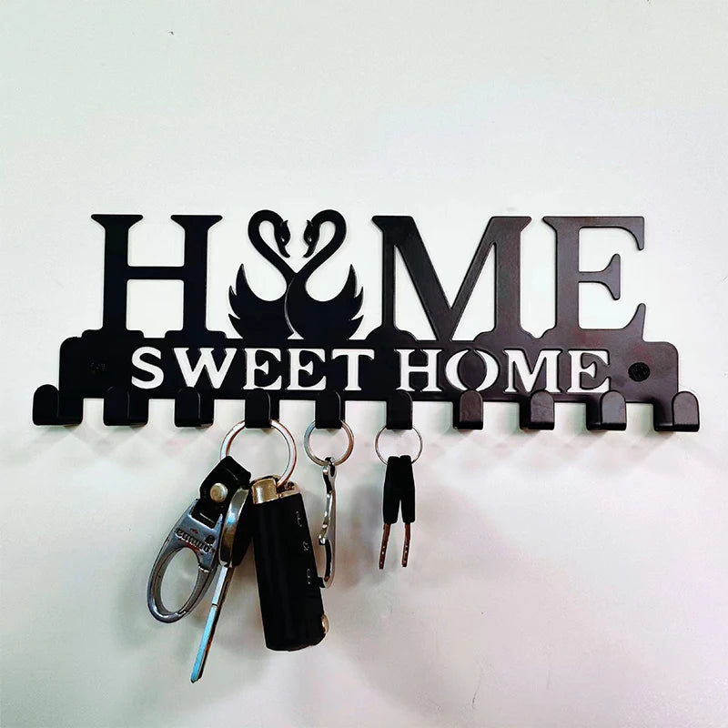 🏠 "Sweet Home" Metal Wall Key Holder – Functional & Decorative!
