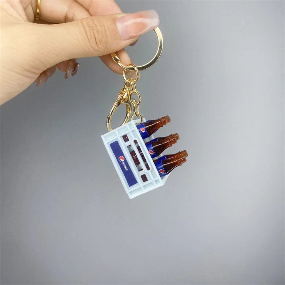 🥤✨ Mini Soda Crate Keychain – Coca Cola, Pepsi, Sprite & More!