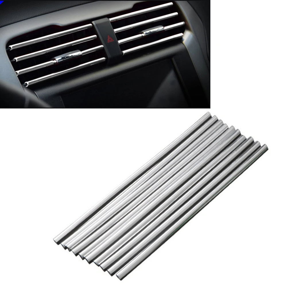 Car AC Vent Outlet Trim Strips - 10PCS Chrome Interior Decoration