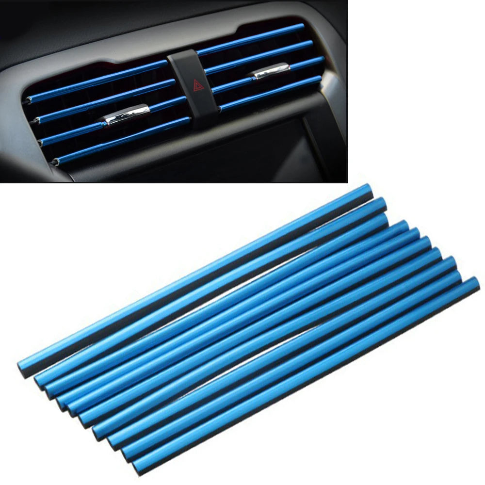 Car AC Vent Outlet Trim Strips - 10PCS Chrome Interior Decoration
