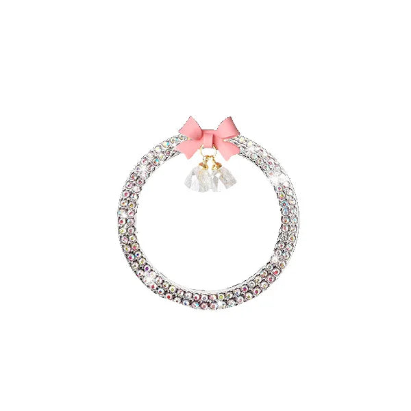 Crystal Rhinestone Engine Start Button Ring Decal with Bowknot