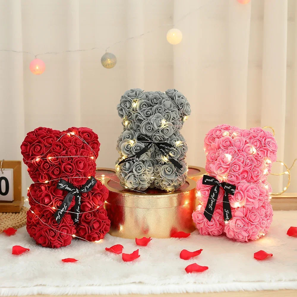 🌹🐻 25cm Rose Teddy Bear – A Blooming Symbol of Love