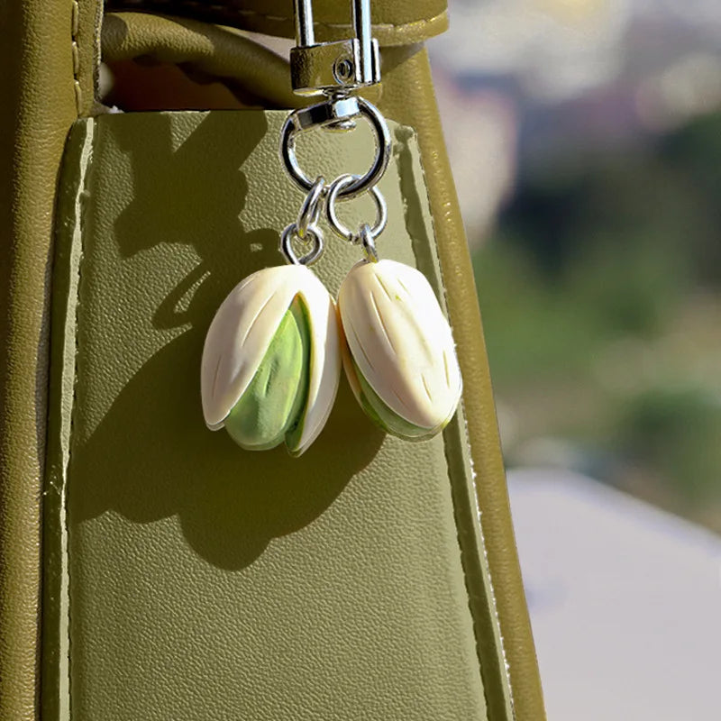 🥜 Cute Pistachio Keychain – Fun & Unique Bag Charm Accessory