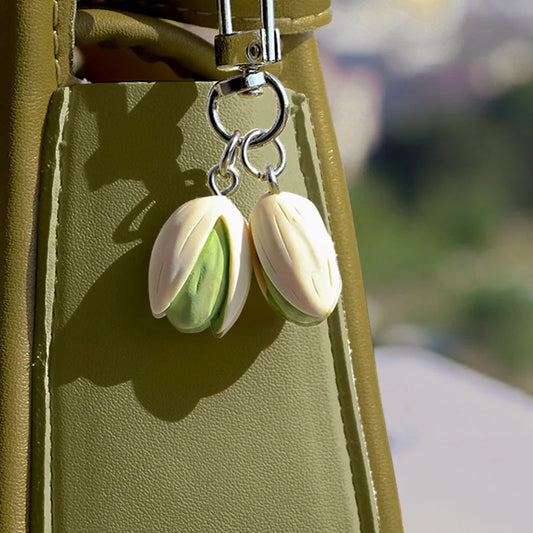 🥜 Cute Pistachio Keychain – Fun & Unique Bag Charm Accessory